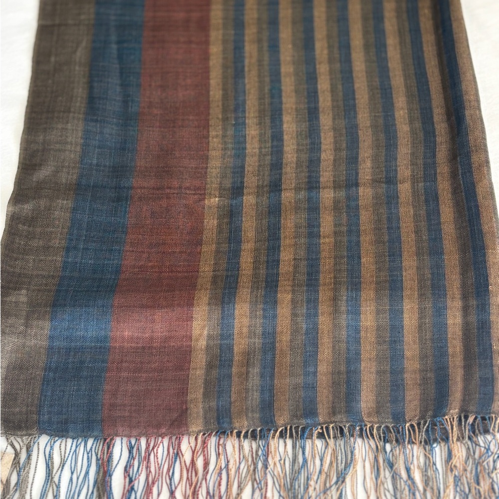 Striped Multicolor Scarf/Wrap with Fringe